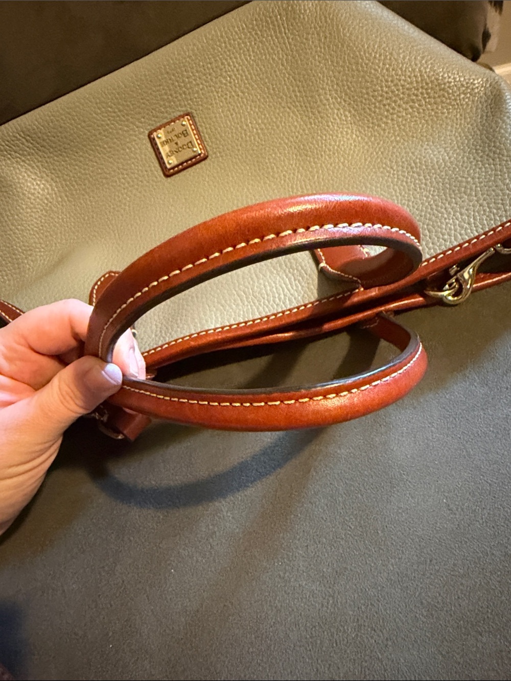Dooney & Bourke Smoke Gray Pebbled Leather Brielle crossbody satchel - Picture 5 of 8